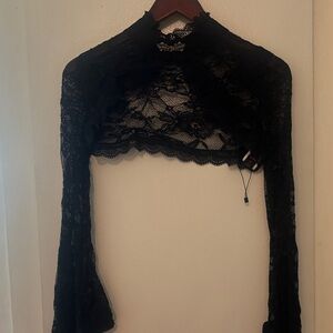 ROMWE Black Lace Crop Top
